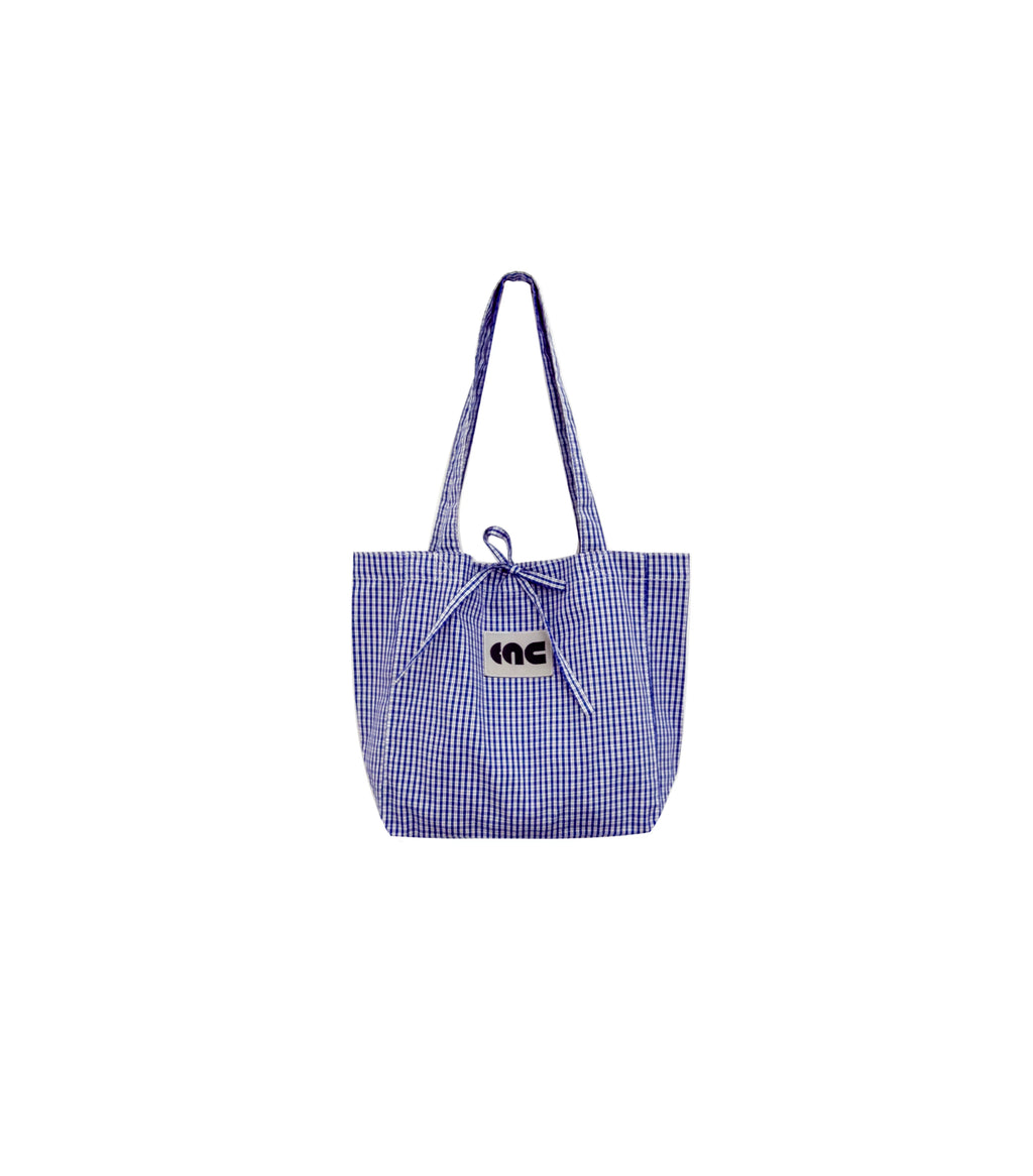 Small Checkered Cotton Tote Bag