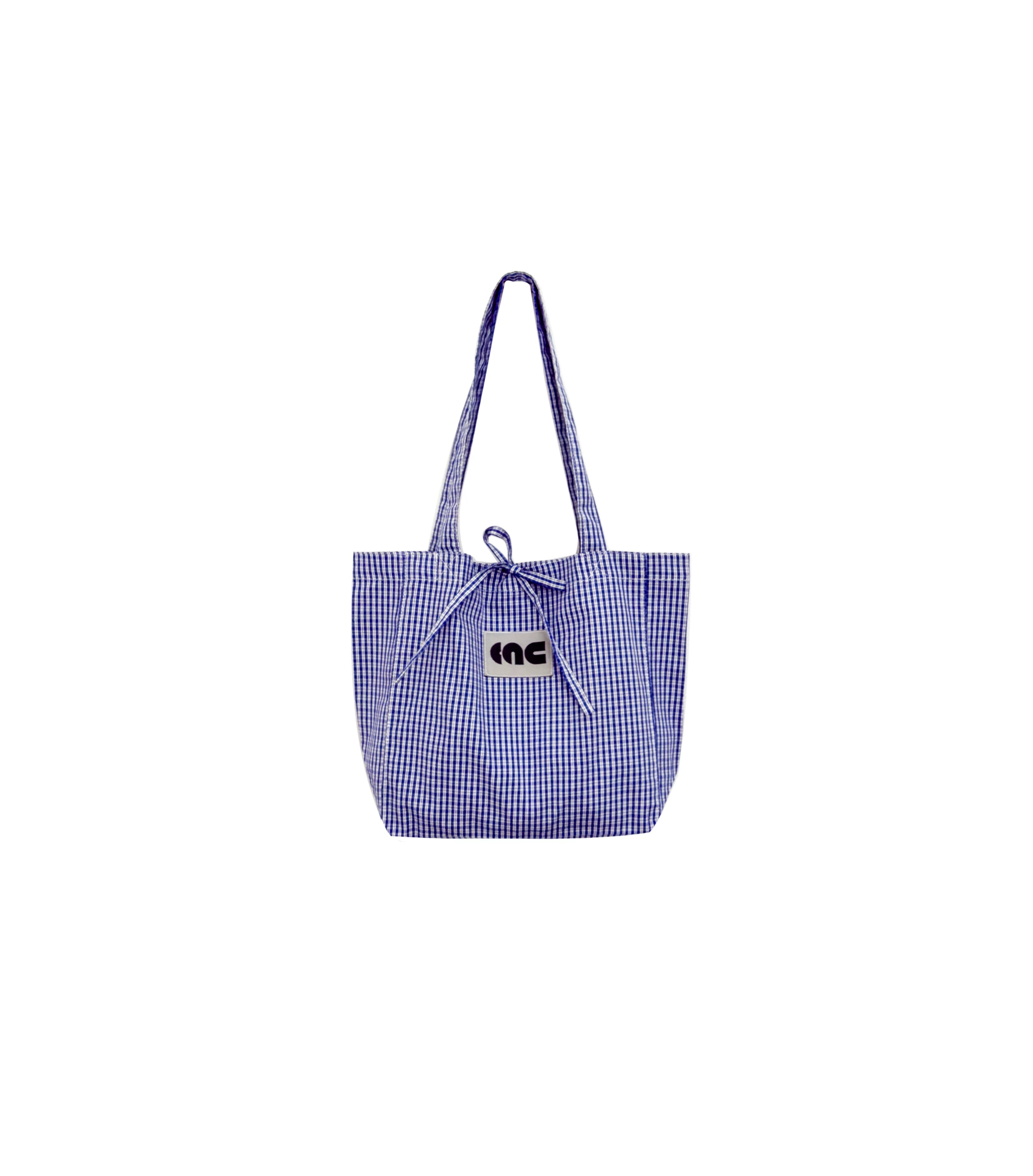 Small Checkered Cotton Tote Bag