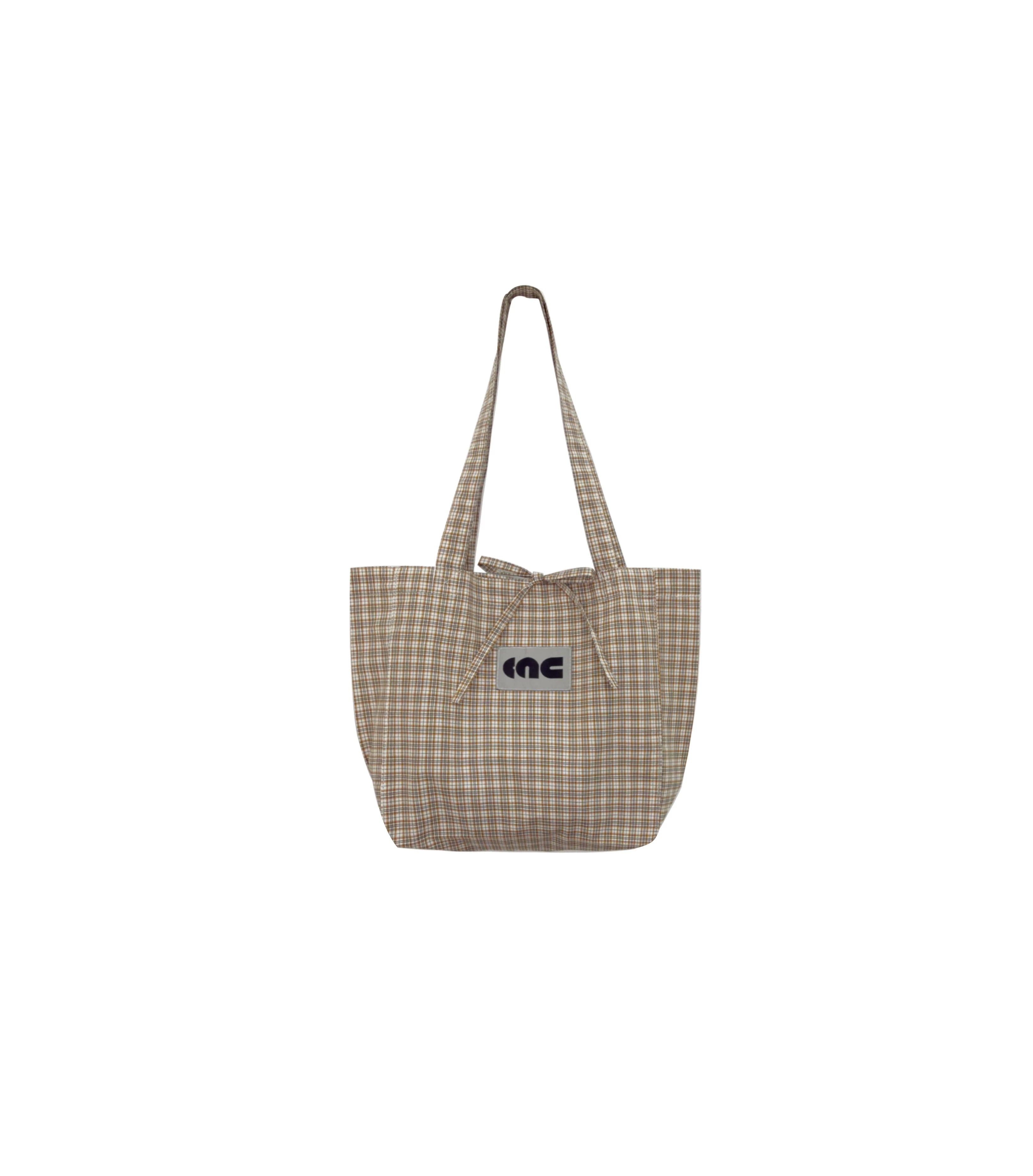 Small Checkered Cotton Tote Bag