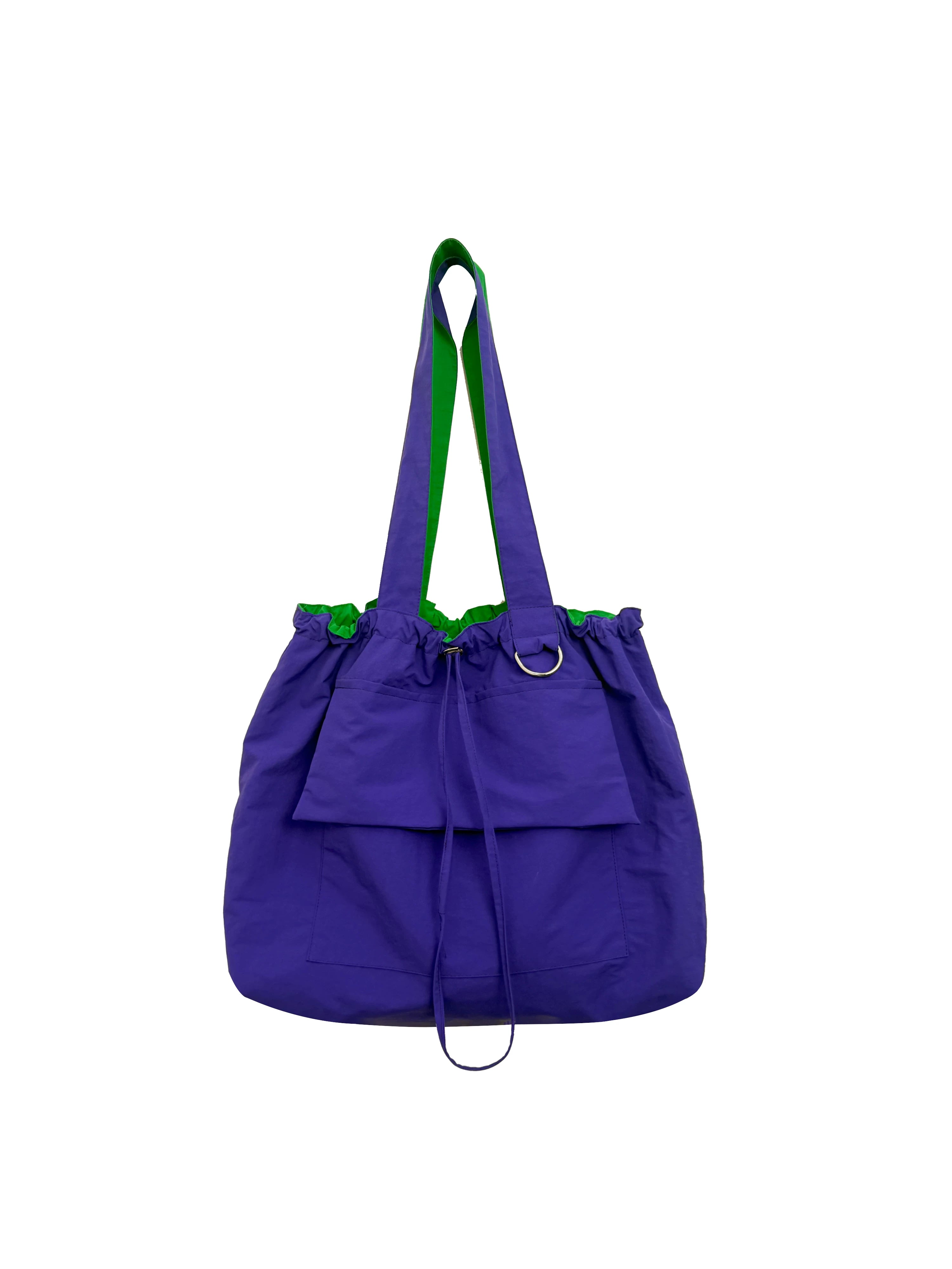 Large Rainbow Reversible Nylon Drawstring Bag