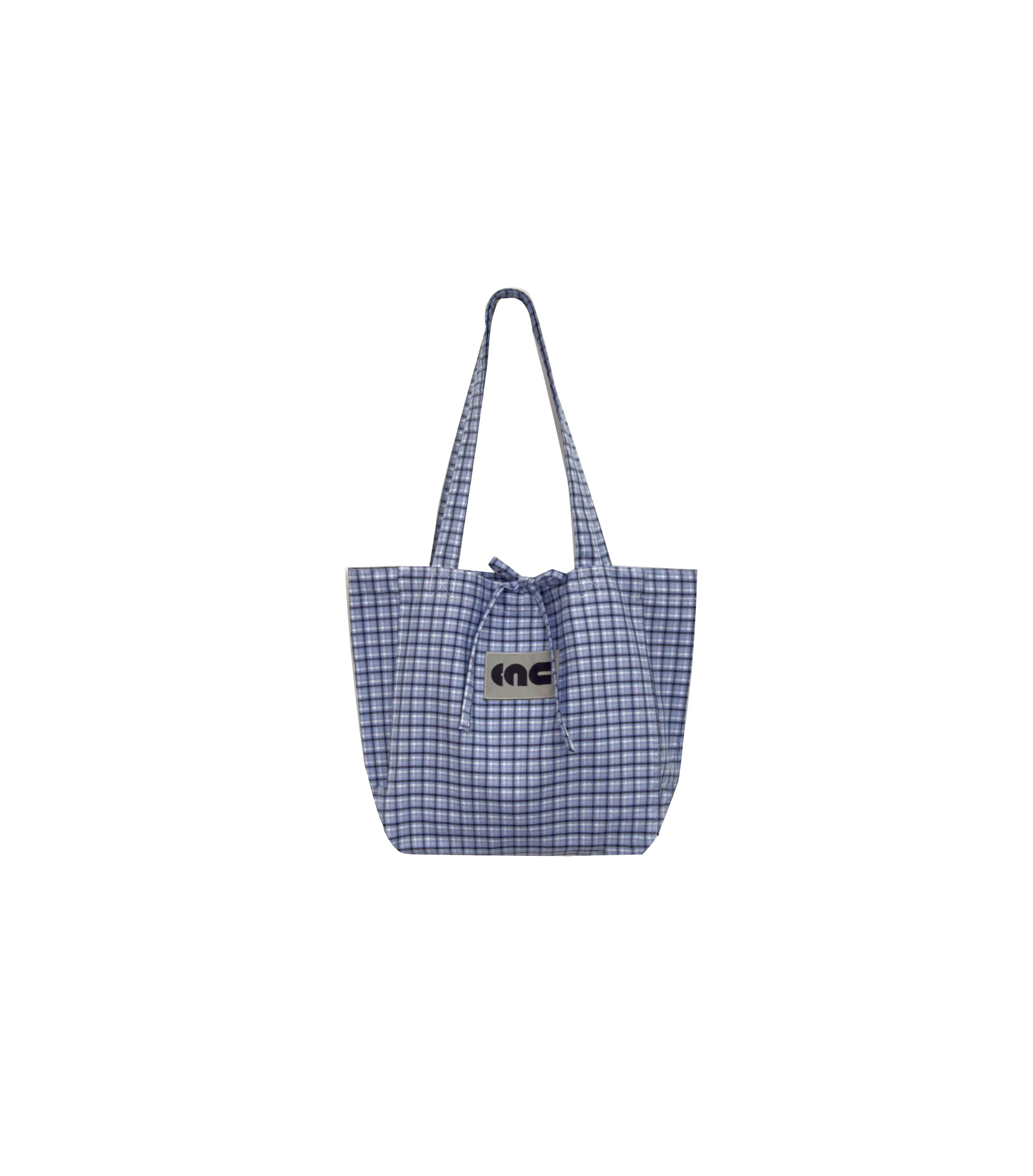 Small Checkered Cotton Tote Bag